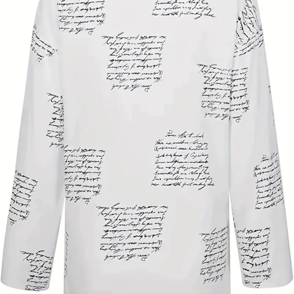 Tunic blouse blk/white script pattern. Loose fit. nwot Great spring summer Beach - Picture 3 of 5